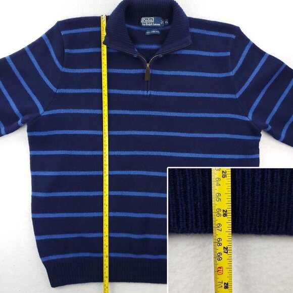 Polo Ralph Lauren Vintage Sweater 100% Lambs Wool Italian 1/4 Zip Men's XL - Picture 6 of 11